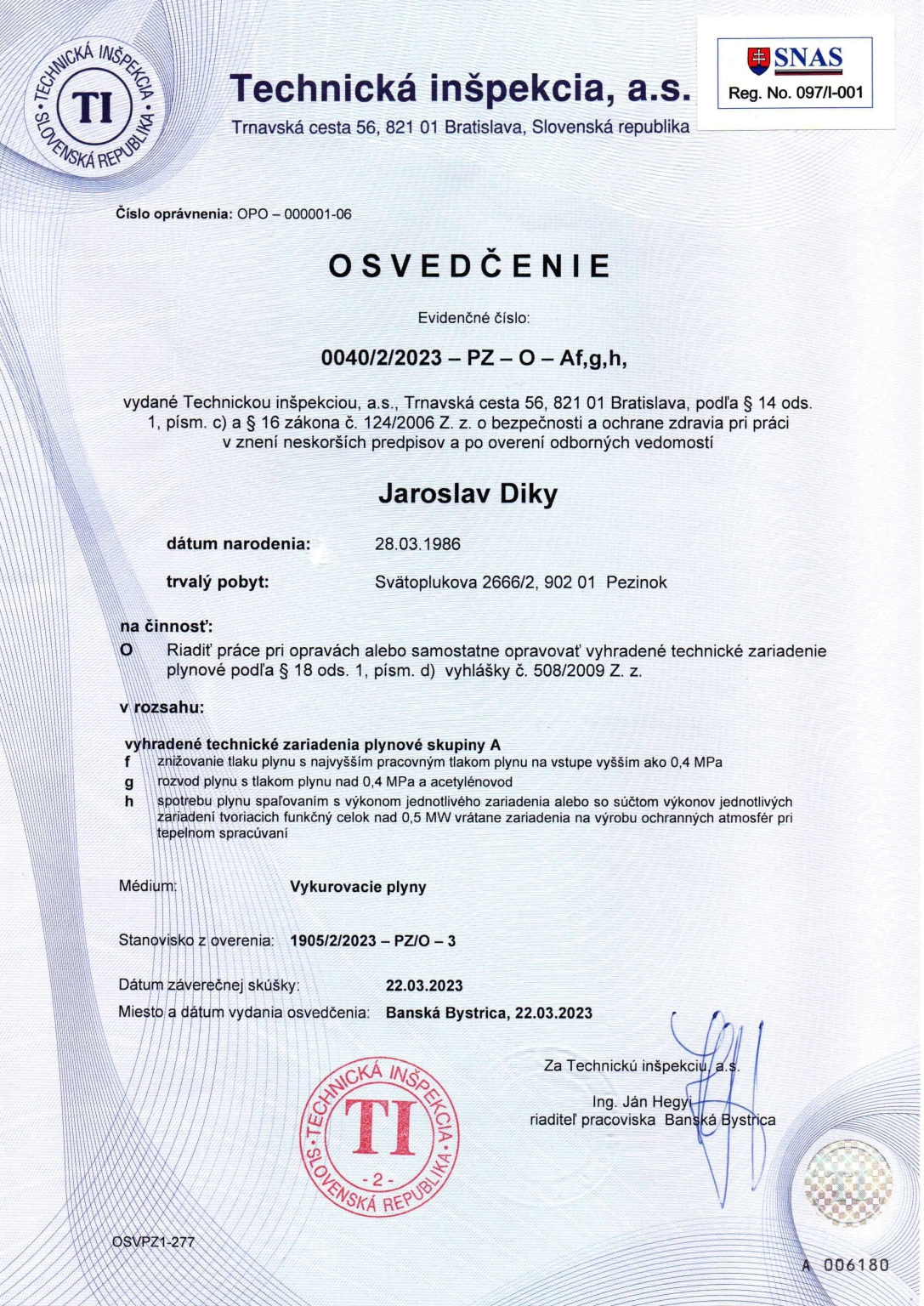 Certifikáty firma Hecle